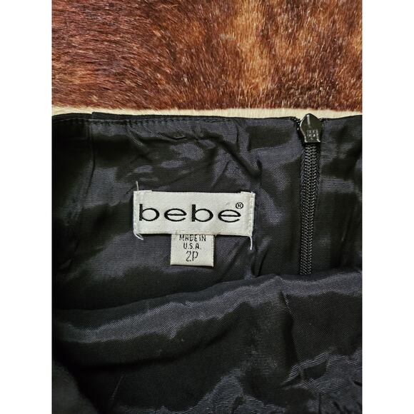 Vintage Bebe Silky Mini Skirt Slit Open Made In USA Womens Size 2 - Picture 3 of 5